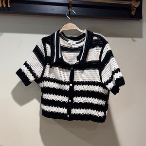 Black and White Crochet Cardigan